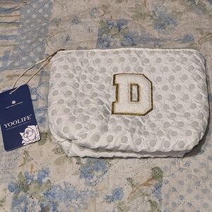 Letter D Quilted Make Up Bag NWT!